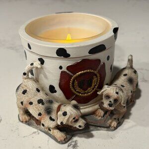 VANMARK Red Hats of Courage dalmatian firefighter votive candle holder
